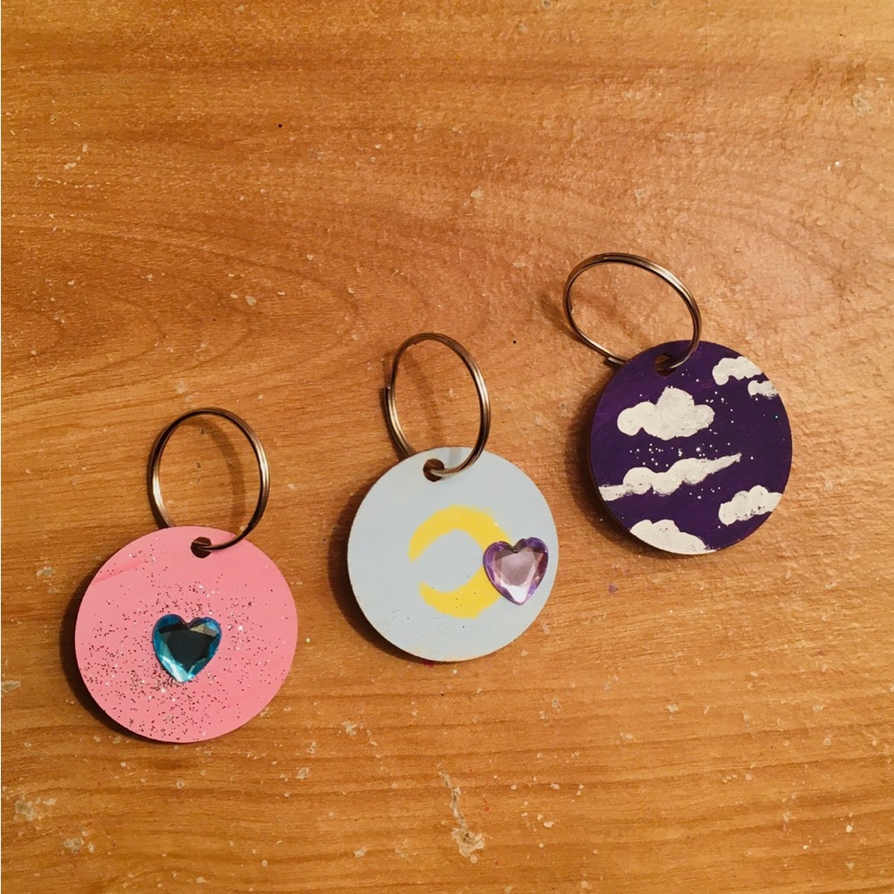 Colorful Keychain Set with Heart Accents 💛